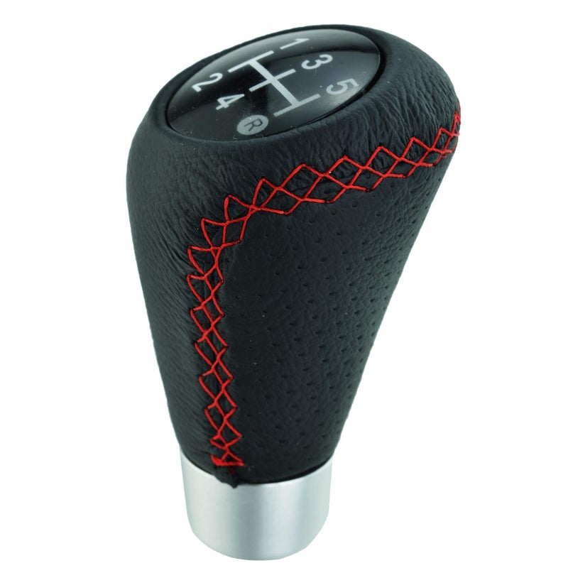 Abfer Shifter Knobs 5 Speed Manual Stick Shifting Handle Leather Gear Shift Knob for Car Motor Vehicles, Black - Image 1